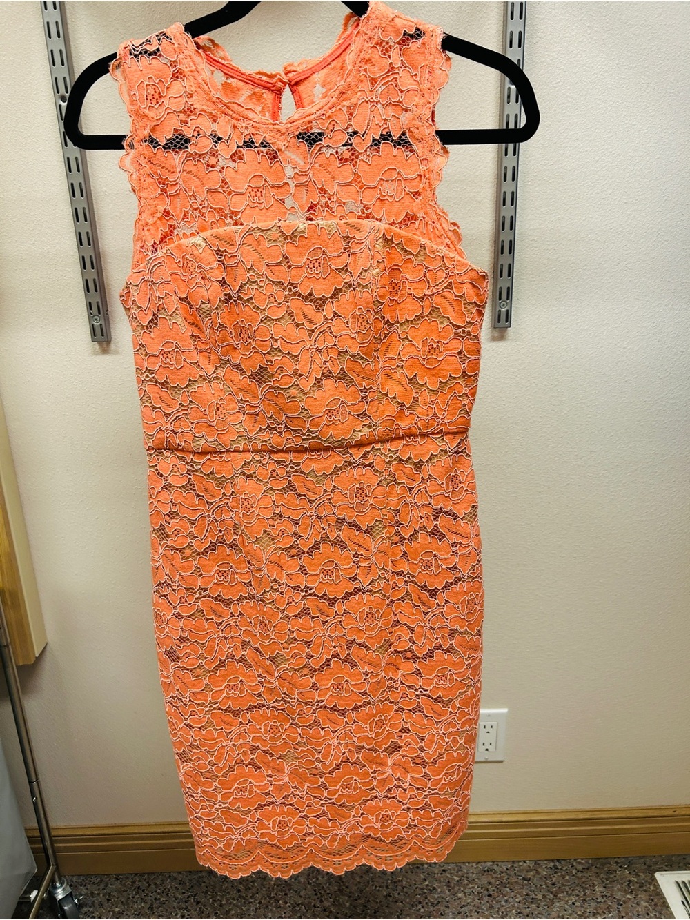 Vince Camuto Coral Orange Lace Sheath Dress